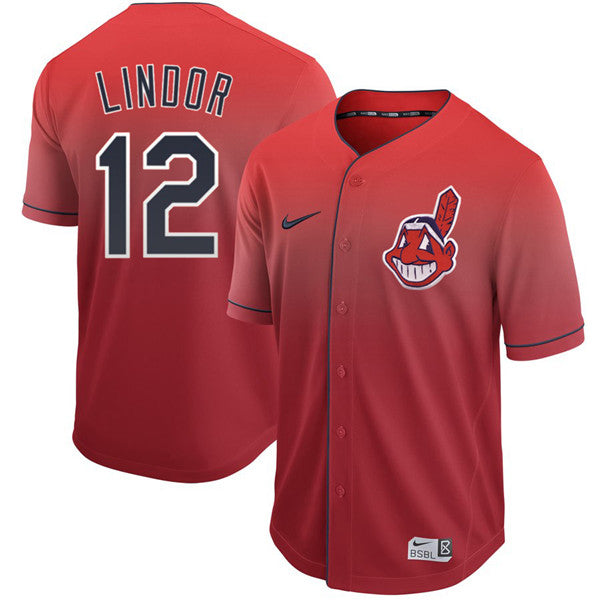 Custom Fan-Made Francisco Lindor Cleveland Guardians #12 Red Baseball Jersey