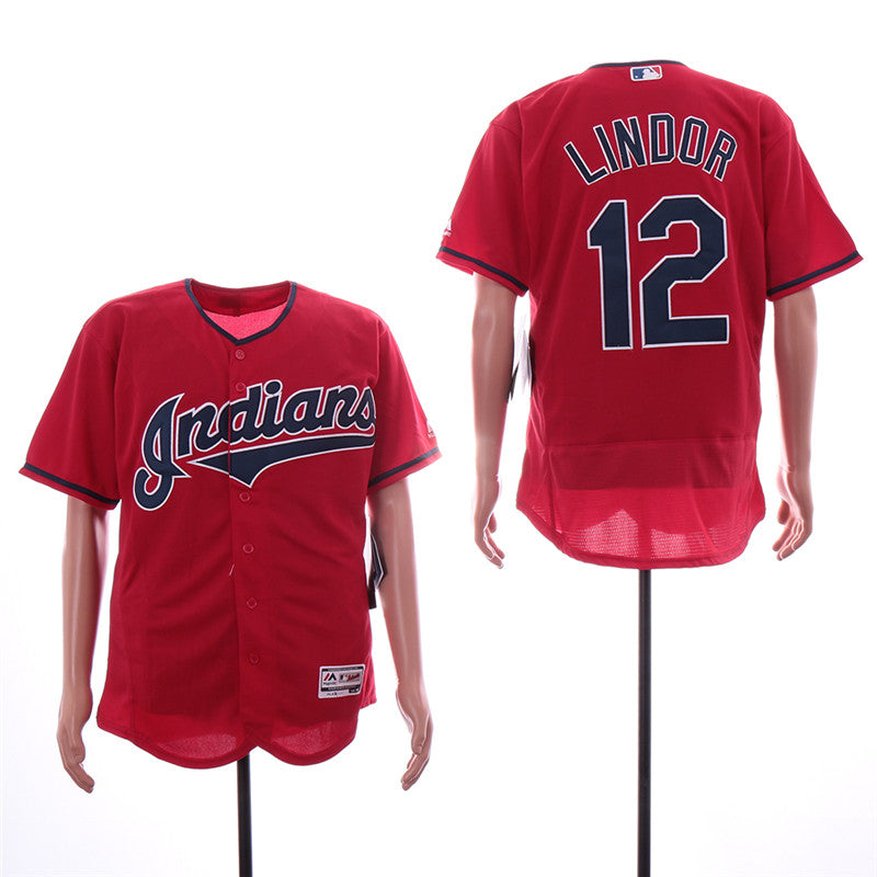 Custom Fan-Made Francisco Lindor Cleveland Guardians #12 Red Baseball Jersey