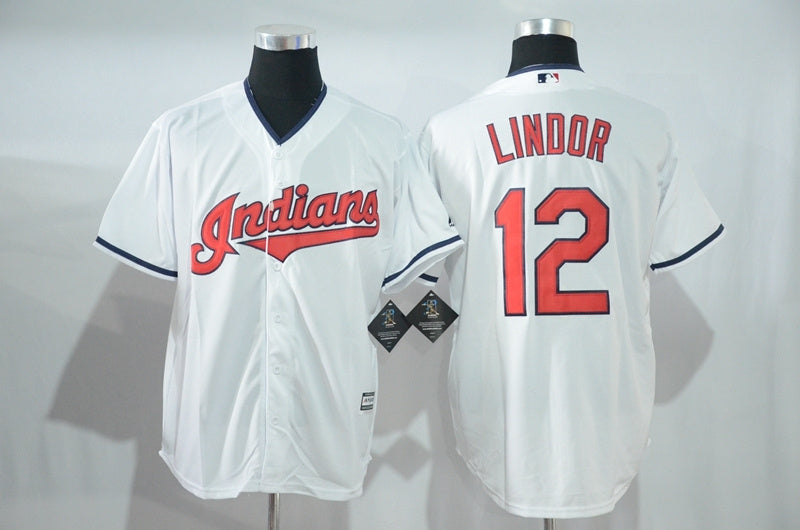 Custom Fan-Made Francisco Lindor Cleveland Guardians #12 White Baseball Jersey