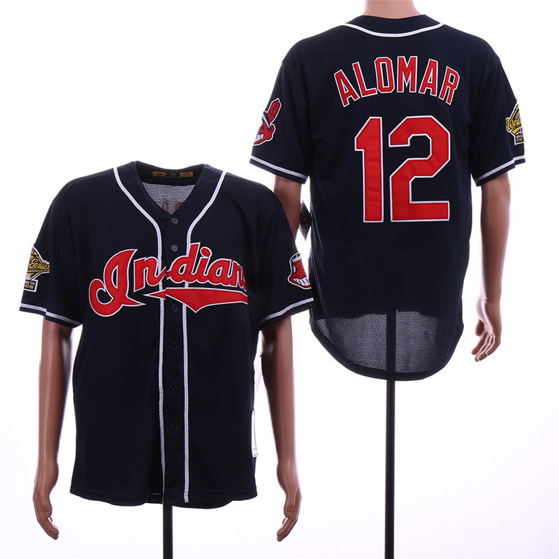 Custom Fan-Made Roberto Alomar Cleveland Guardians #12 Navy Throwback Baseball Jersey