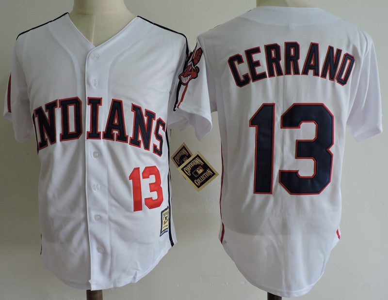 Custom Fan-Made Pedro Cerrano Cleveland Guardians #13 White Baseball Jersey