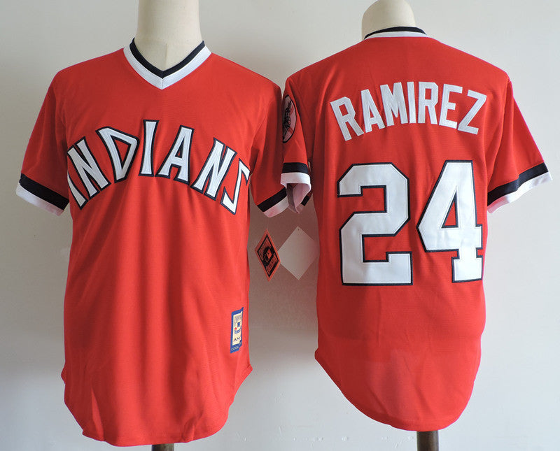 Custom Fan-Made Manny Ramirez Cleveland Guardians #24 Red Baseball Jersey