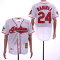 Custom Fan-Made Manny Ramirez Cleveland Guardians #24 White 1995 Baseball Jersey
