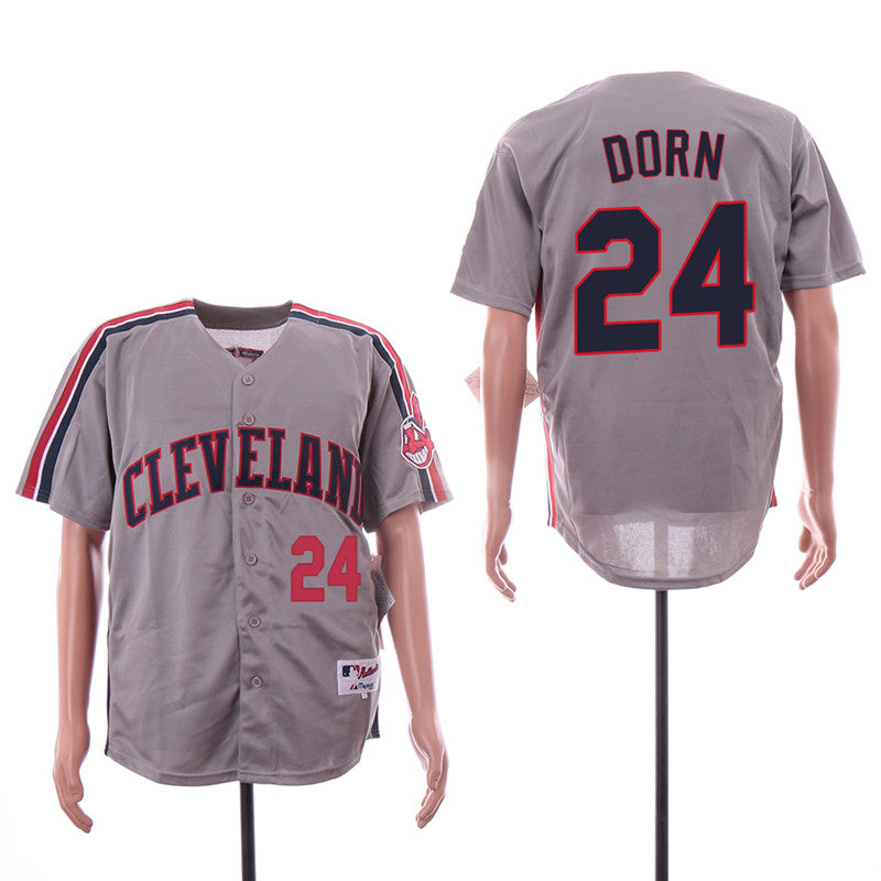 Custom Fan-Made Roger Dorn Cleveland Guardians #24 Grey Throwback Turn Back Clock Edition Baseball Jersey