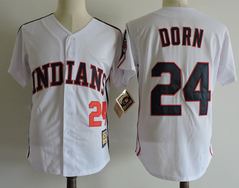 Custom Fan-Made Roger Dorn Movie Cleveland Guardians #24 White Baseball Jersey