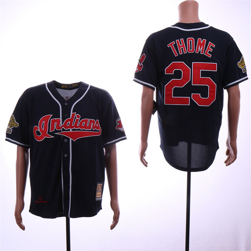 Custom Fan-Made Jim Thome Cleveland Guardians #25 Navy 1995 Baseball Jersey