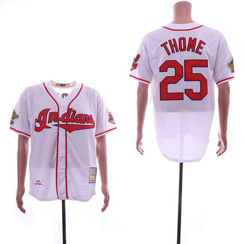 Custom Fan-Made Jim Thome Cleveland Guardians #25 White 1995 Throwback Baseball Jersey