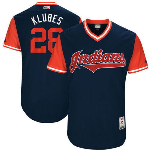 Custom Fan-Made Corey Kluber Klubes Cleveland Guardians #28 Navy 2017 Baseball Jersey
