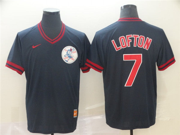 Custom Fan-Made Kenny Lofton Cleveland Guardians #7 Black Throwback Baseball Jersey