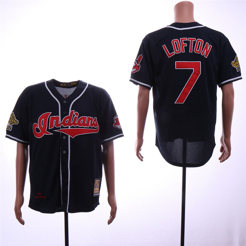 Custom Fan-Made Kenny Lofton Cleveland Guardians #7 Navy 1995 Baseball Jersey