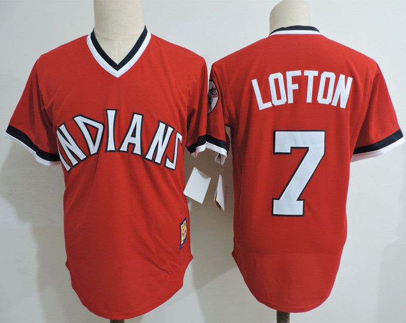Custom Fan-Made Kenny Lofton Cleveland Guardians #7 Red Throwback Baseball Jersey