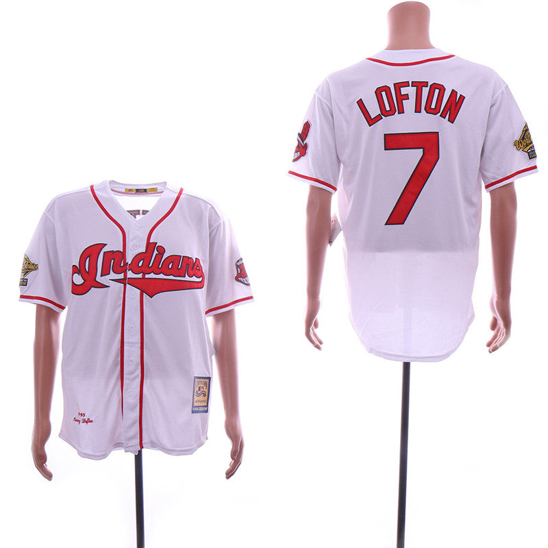 Custom Fan-Made Kenny Lofton Cleveland Guardians #7 White 1995 Throwback Baseball Jersey