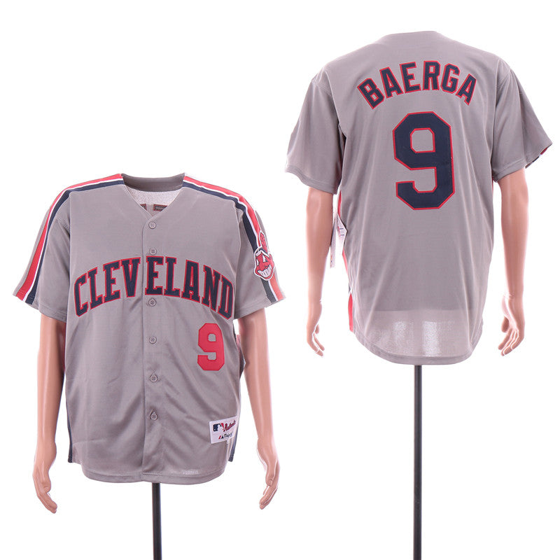 Custom Fan-Made Carlos Baerga Cleveland Guardians #9 Grey Throwback Turn Back Clock Edition Baseball Jersey