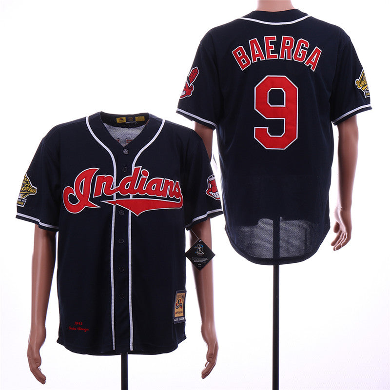 Custom Fan-Made Carlos Baerga Cleveland Guardians #9 Navy 1995 Baseball Jersey