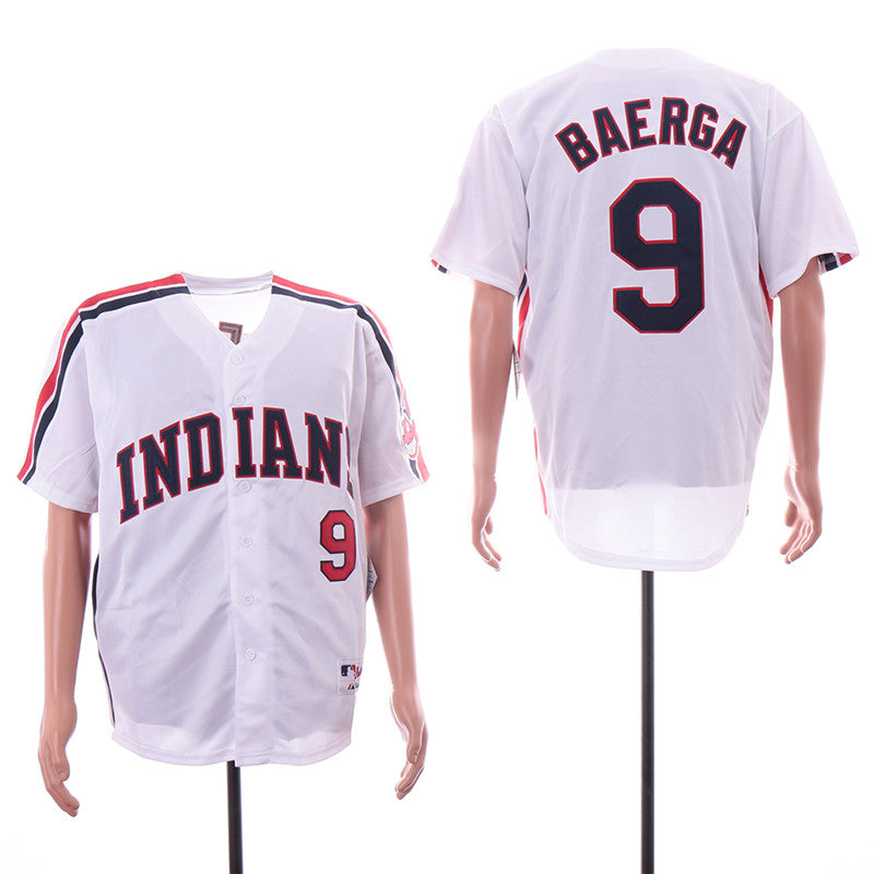 Custom Fan-Made Carlos Baerga Cleveland Guardians #9 White Throwback Turn Back Clock Edition Baseball Jersey