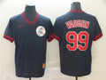 Custom Fan-Made Ricky Vaughn Cleveland Guardians #99 Black Throwback Baseball Jersey