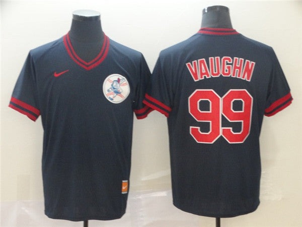 Custom Fan-Made Ricky Vaughn Cleveland Guardians #99 Black Throwback Baseball Jersey