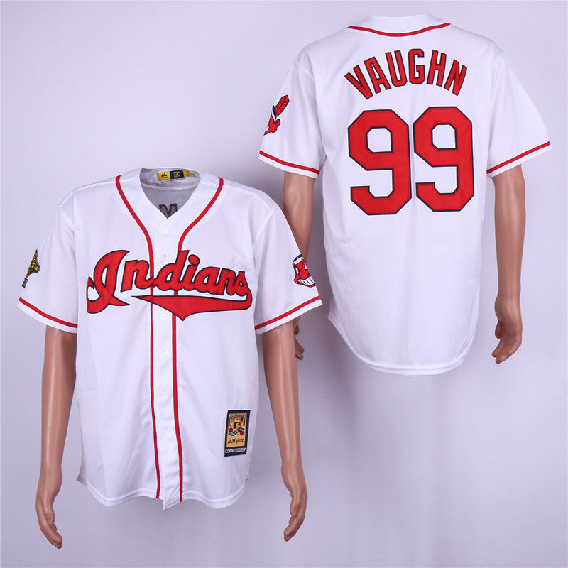 Custom Fan-Made Ricky Vaughn Cleveland Guardians #99 White Baseball Jersey