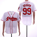 Custom Fan-Made Ricky Vaughn Cleveland Guardians #99 White Throwback Baseball Jersey