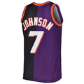 P.Suns #7 Kevin Johnson Mitchell & Ness Hardwood Classics 1996-97 Split Swingman Jersey Purple-Black Stitched American Basketball Jersey