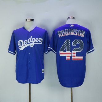 Custom Fan-Made Jackie Robinson USA Flag Los Angeles Dodgers #42 Baseball Jersey