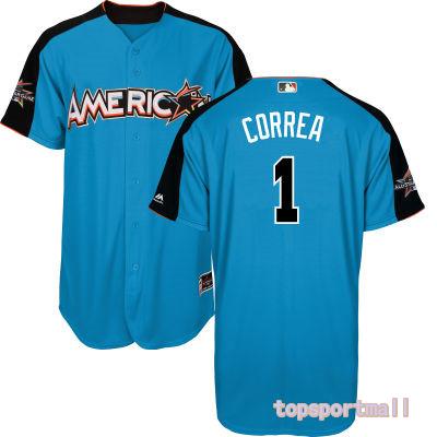 Custom Fan-Made Carlos Correa Style #1 Blue 2017 All-Star Edition Baseball Jersey