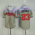 Custom Fan-Made David Justice Atlanta Braves #23 Grey 1955 Throwback Baseball Jersey