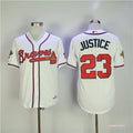 Custom Fan-Made David Justice Atlanta Braves #23 White 1955 Throwback Baseball Jersey