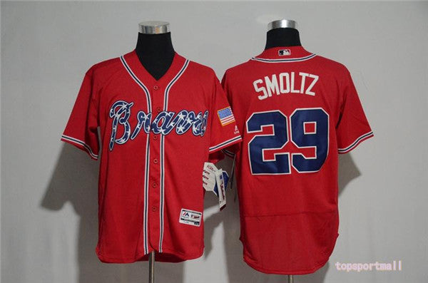 Custom Fan-Made John Smoltz Atlanta Braves #29 Red Baseball Jersey