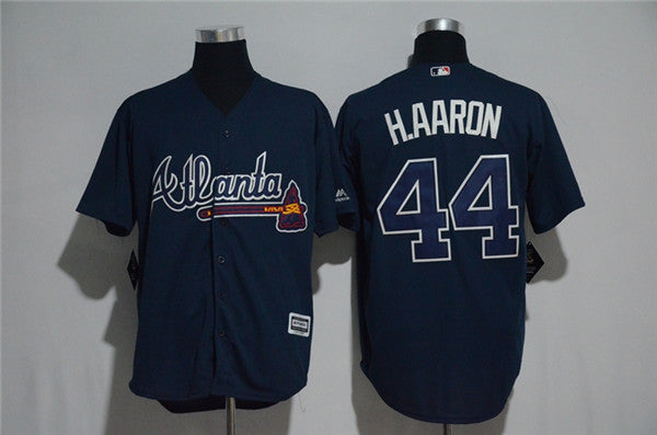 Custom Fan-Made Hank Aaron Atlanta Braves #44 Blue Baseball Jersey
