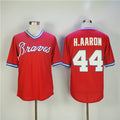Custom Fan-Made Hank Aaron BP Atlanta Braves #44 Red 1980 Throwback Baseball Jersey