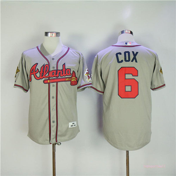 Custom Fan-Made Bobby Cox Atlanta Braves #6 Grey 1955 Throwback Baseball Jersey