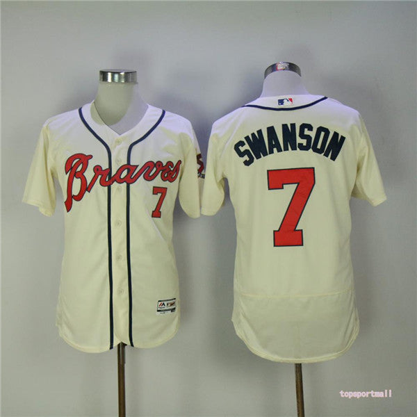 Custom Fan-Made Dansby Swanson Atlanta Braves #7 Baseball Jersey