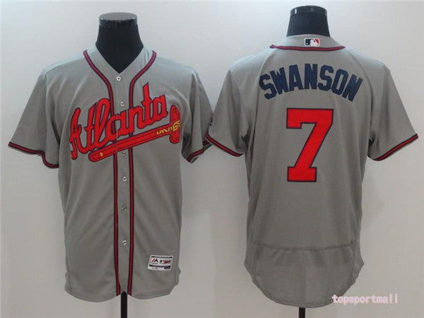 Custom Fan-Made Dansby Swanson Atlanta Braves #7 Grey Baseball Jersey