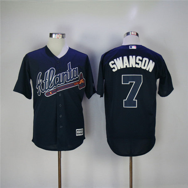 Custom Fan-Made Dansby Swanson Atlanta Braves #7 Blue Baseball Jersey