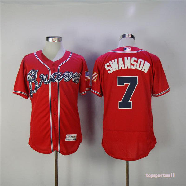 Custom Fan-Made Dansby Swanson Atlanta Braves #7 Red Baseball Jersey
