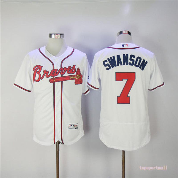 Custom Fan-Made Dansby Swanson Atlanta Braves #7 White Baseball Jersey