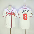Custom Fan-Made Javy Lopez Atlanta Braves #8 White Throwback Baseball Jersey