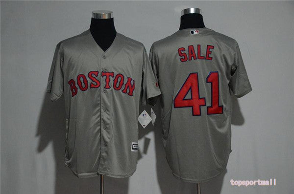 Custom Fan-Made Chris Sale Boston Red Sox #41 Grey Baseball Jersey