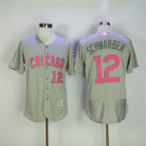 Custom Fan-Made Kyle Schwarber Gray Chicago Cubs #12 Grey Baseball Jersey