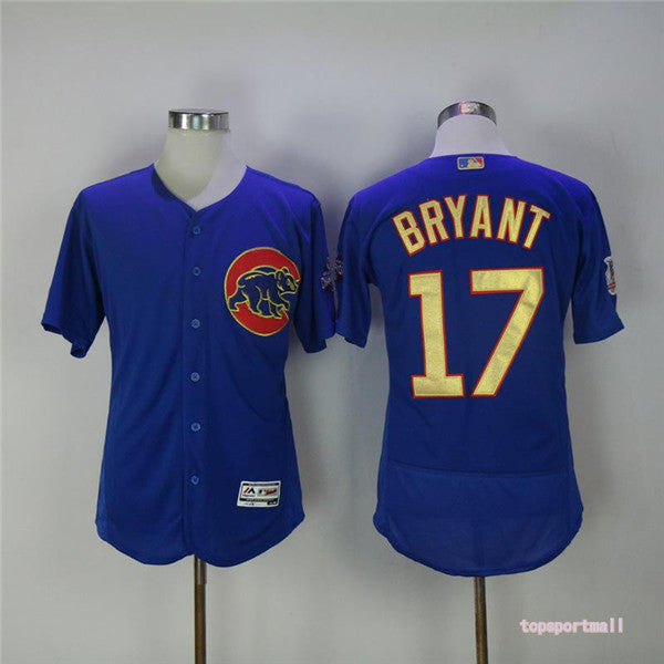 Custom Fan-Made Kris Bryant Pinstripe Chicago Cubs #17 Blue Baseball Jersey