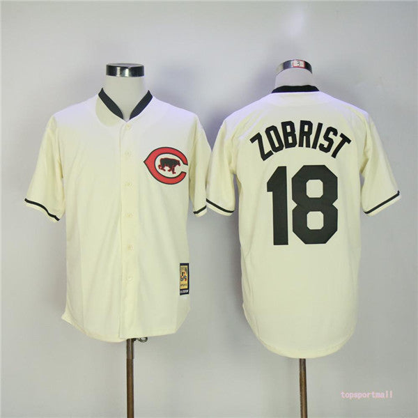 Custom Fan-Made Ben Zobrist Chicago Cubs #18 Throwback Baseball Jersey