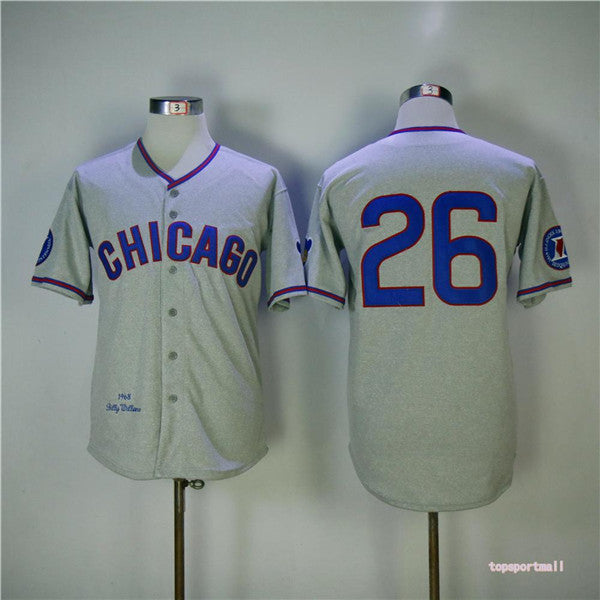 Custom Fan-Made Billy Williams Chicago Cubs #26 Grey 1968 Throwback Baseball Jersey