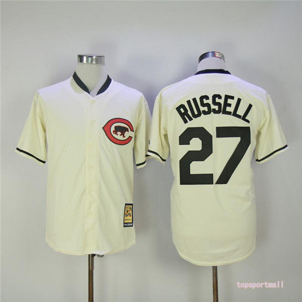 Custom Fan-Made Addison Russell Chicago Cubs #27 Throwback Baseball Jersey