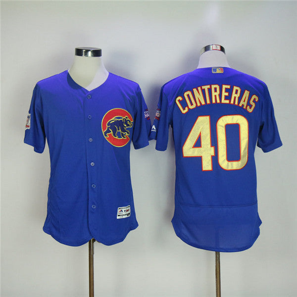 Custom Fan-Made Willson Contreras Chicago Cubs #40 Blue Baseball Jersey