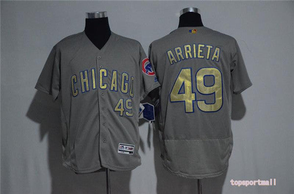 Custom Fan-Made Jake Arrieta Chicago Cubs #49 Grey Baseball Jersey