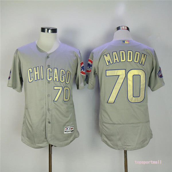 Custom Fan-Made Joe Maddon Pinstripe Chicago Cubs #70 Grey Baseball Jersey