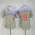 Custom Fan-Made Ian Happ Chicago Cubs #8 Grey Baseball Jersey