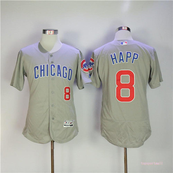 Custom Fan-Made Ian Happ Chicago Cubs #8 Grey Baseball Jersey