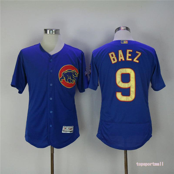 Custom Fan-Made Javier Baez Pinstripe Chicago Cubs #9 Blue Baseball Jersey